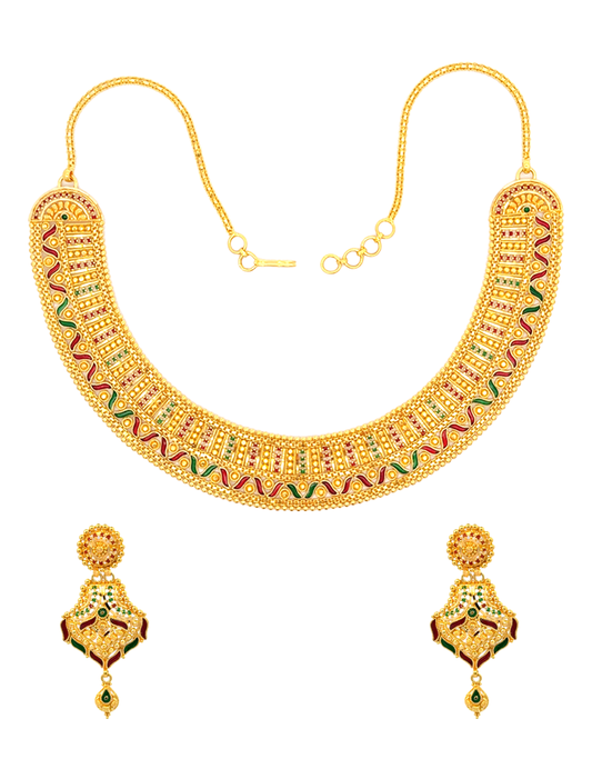 22 Kt Yellow Gold Set With Earrings