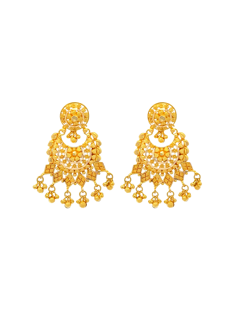 Elegant 22K Gold Statement Necklace Set with Earrings