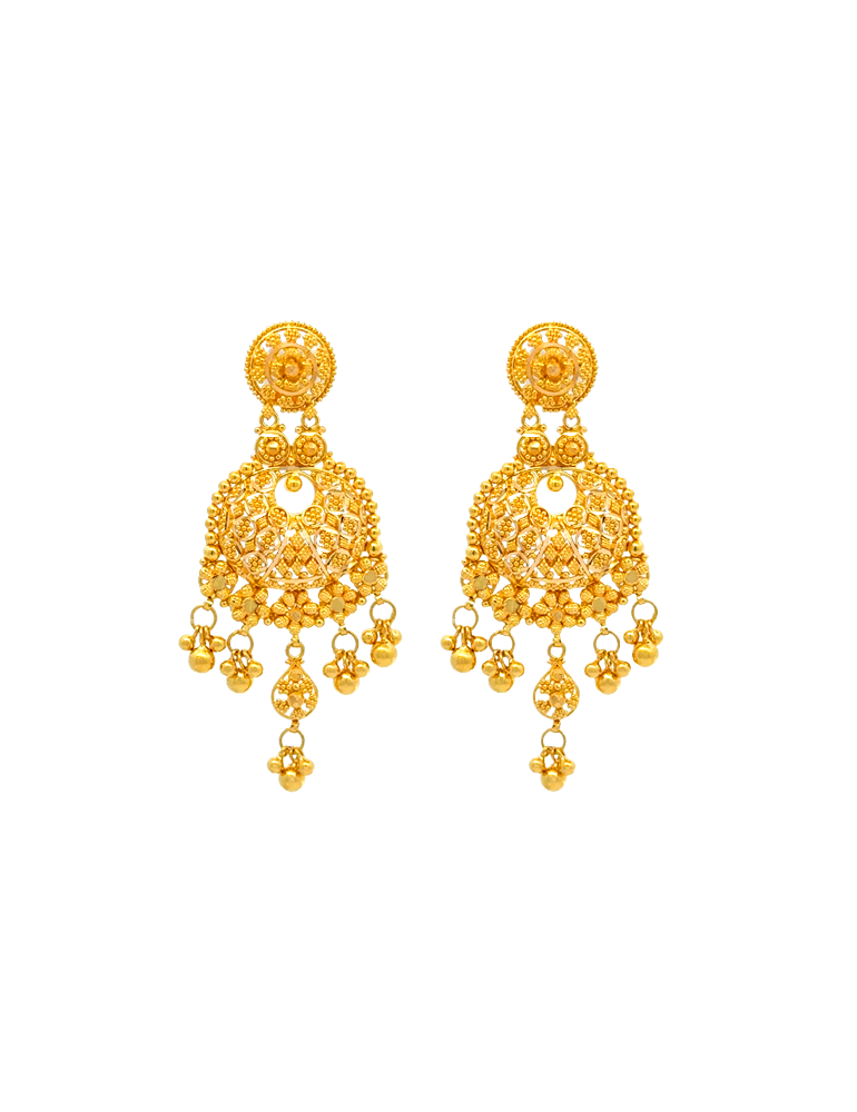 Elegant Mayurdhwani Gold Necklace With Earrings - 22 Karat