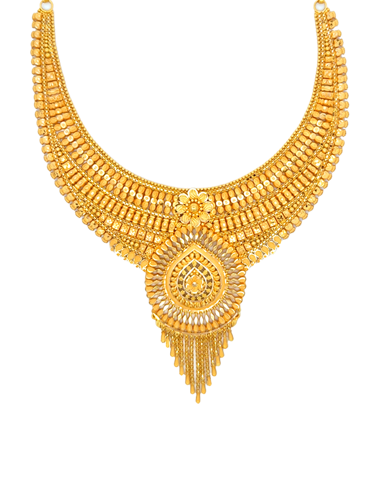 Rajmahal Heritage Gold Necklace Set With Earrings - 22 Karat
