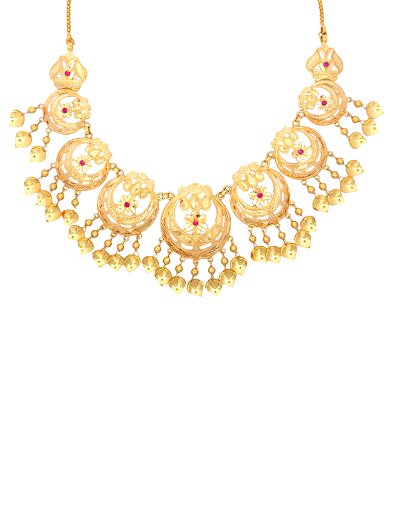 Elegant Gold Necklace Set With Earrings - 22 Karat