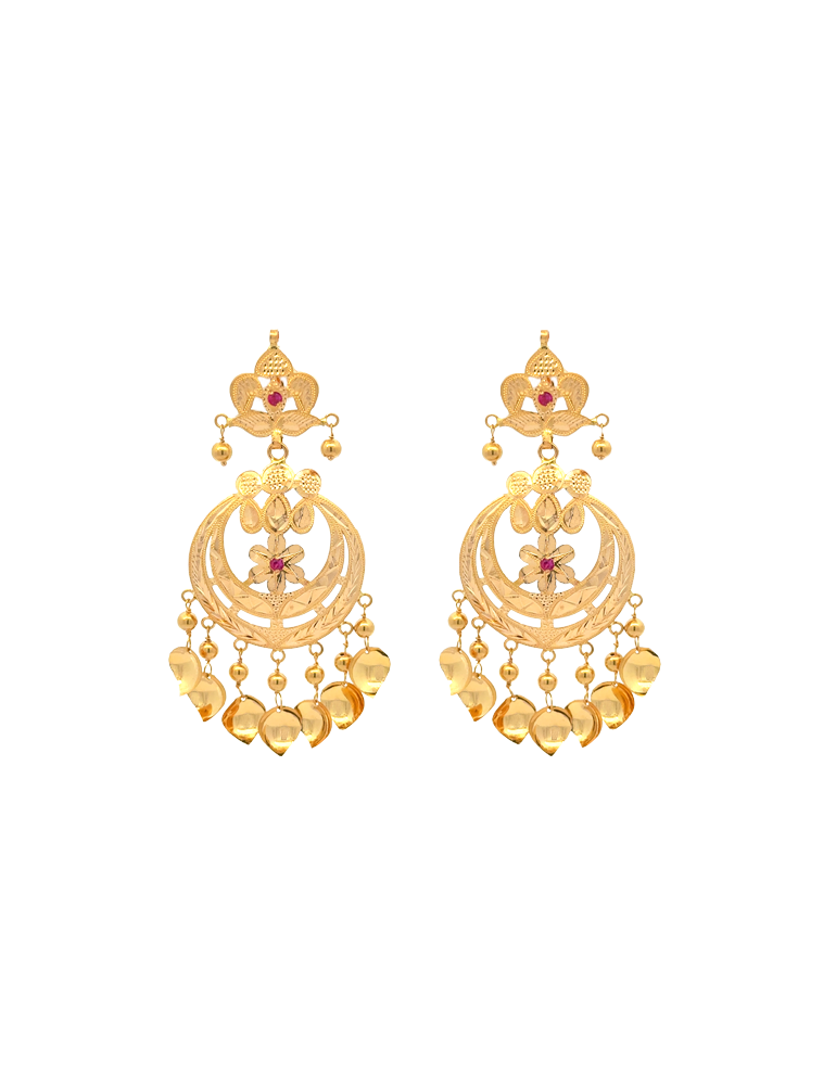 Elegant Gold Necklace Set With Earrings - 22 Karat