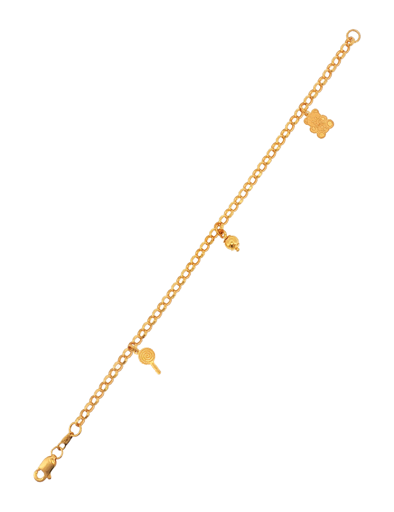 Whimsical Charm Gold Bracelet - 22 Karat