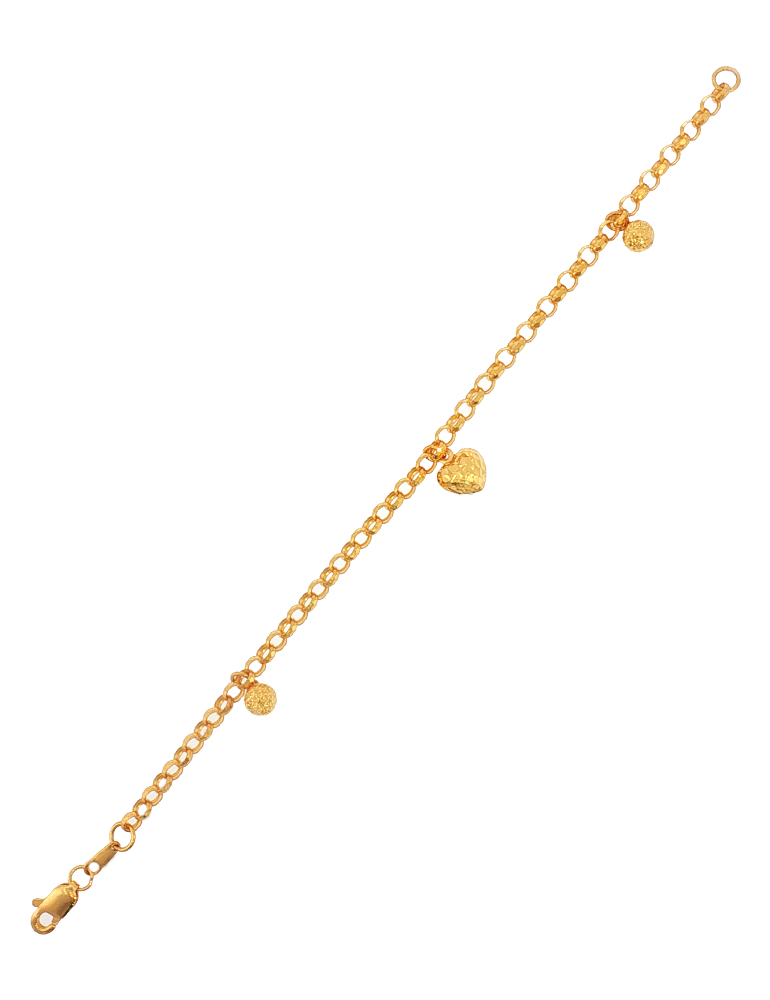 Textured Love Charm Bracelet - 22 Karat