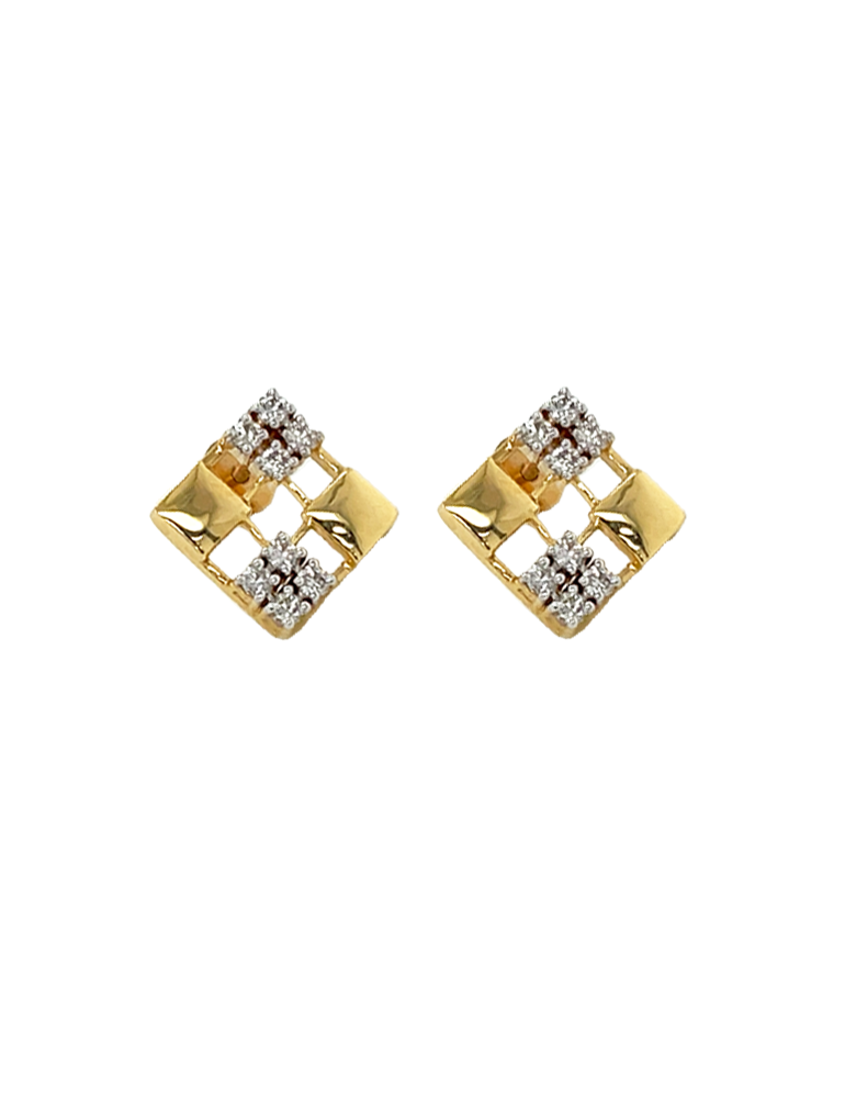 Diamond  Gold Earrings In 18 Karat