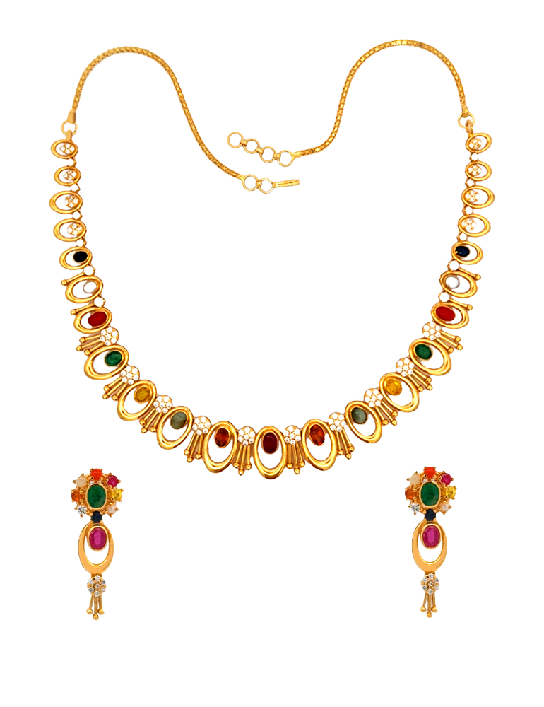 Gold Neckalce with Earrings - 22 Karat
