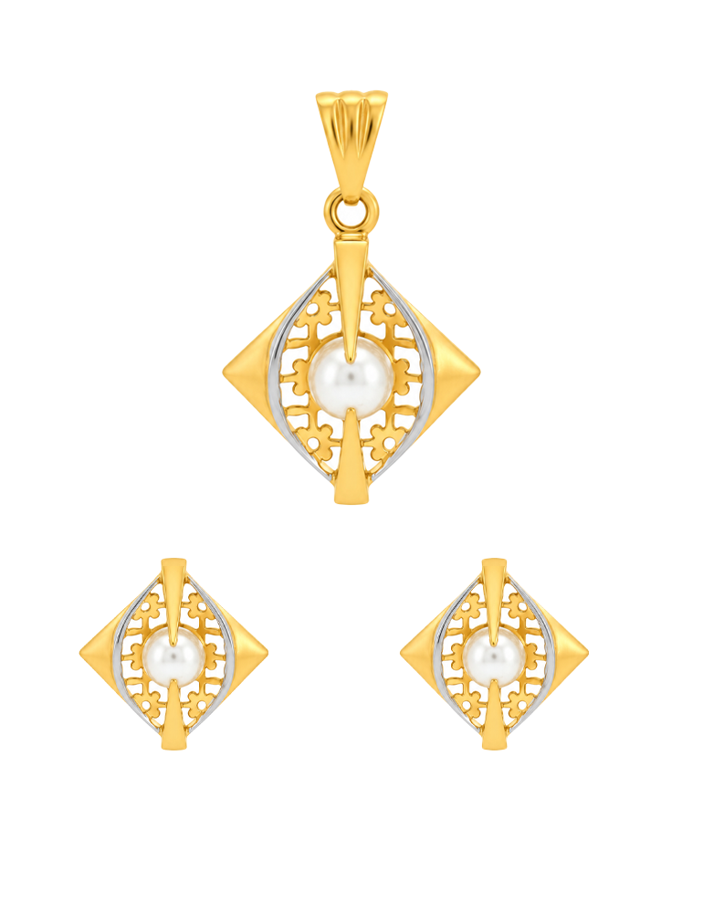 Sculpted Pearl Two-Tone Set - 22 Karat