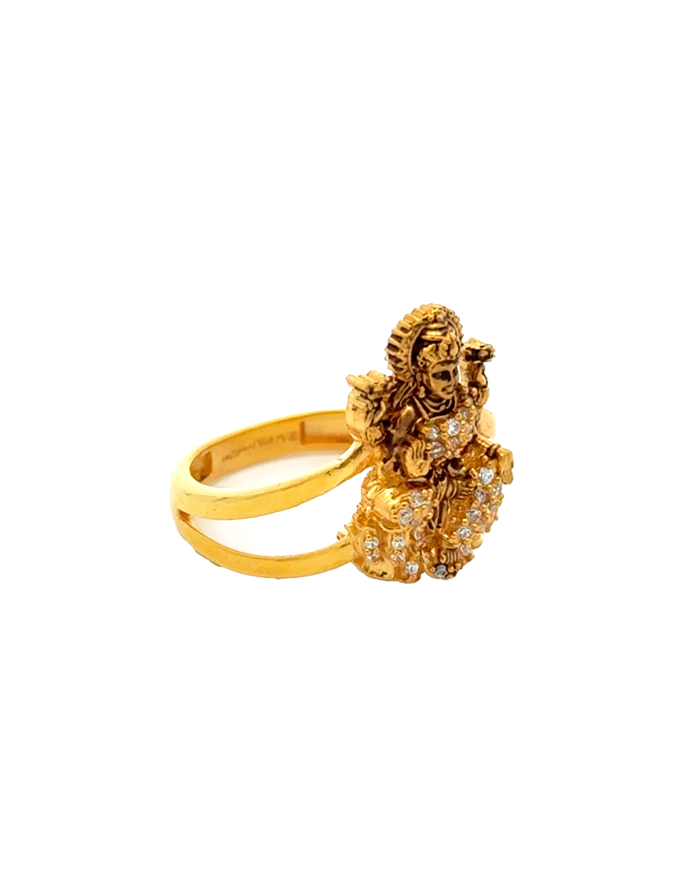 Divine Lakshmi Gold Ring - 22 Karat