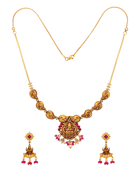 Kamal Ratna Gold Necklace Set 22 KT