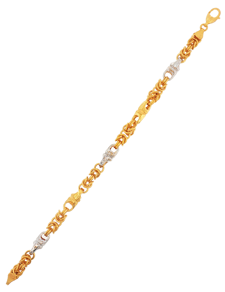 Rhodium Accent Link Gold Bracelet - 22 Karat