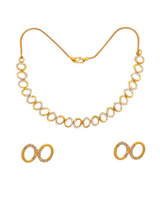 Gold Neckalce with Earrings - 22 Karat