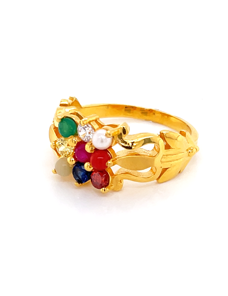 Buy 18k Yellow Gold 9 Gemstone Navratna Mens Ring With Diamond and Pearl  1.00ct Online in India - Etsy
