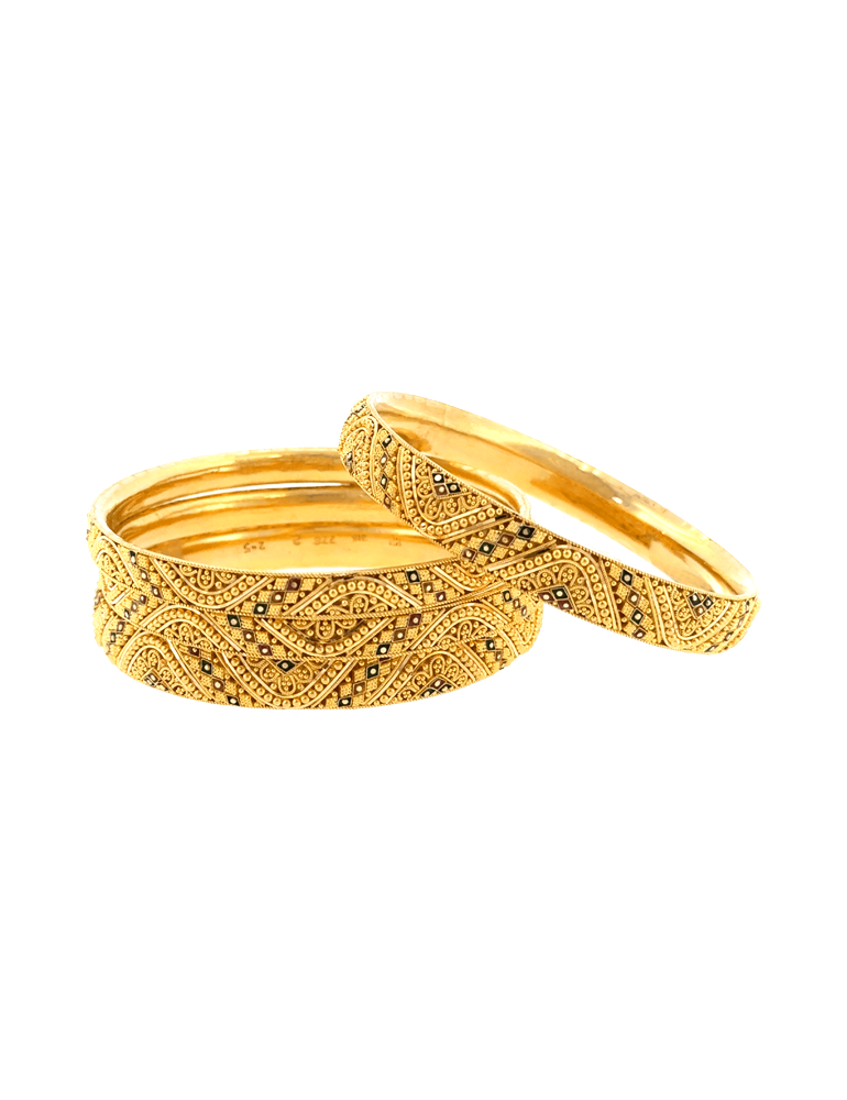 Mehfil Pattern Gold Bangles 22kt  - Set of 4