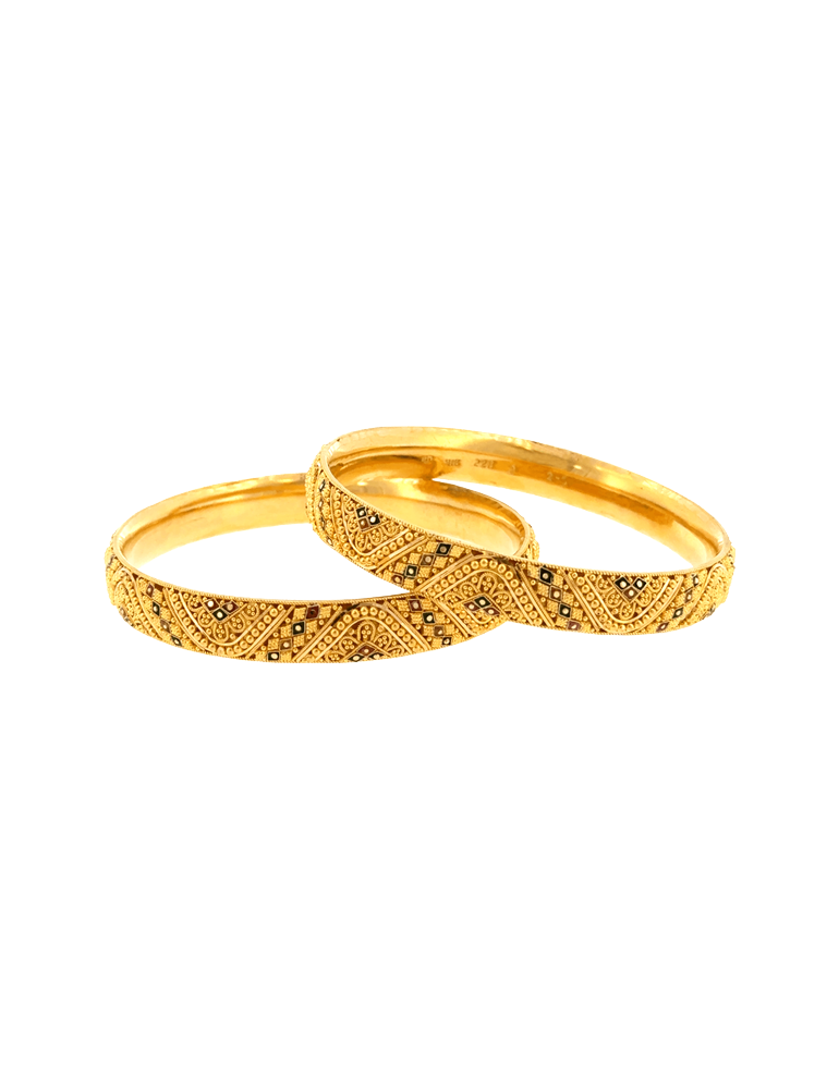 Mehfil Pattern Gold Bangles 22kt  - Set of 4