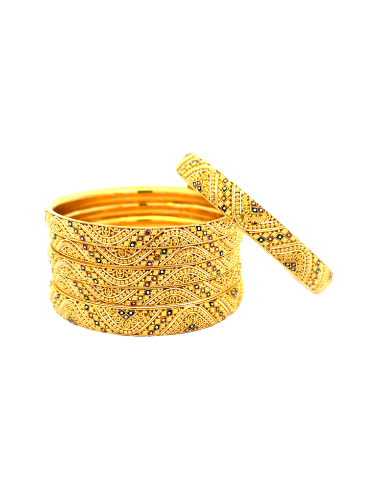 Gold Bangles 22kt - Set of 6