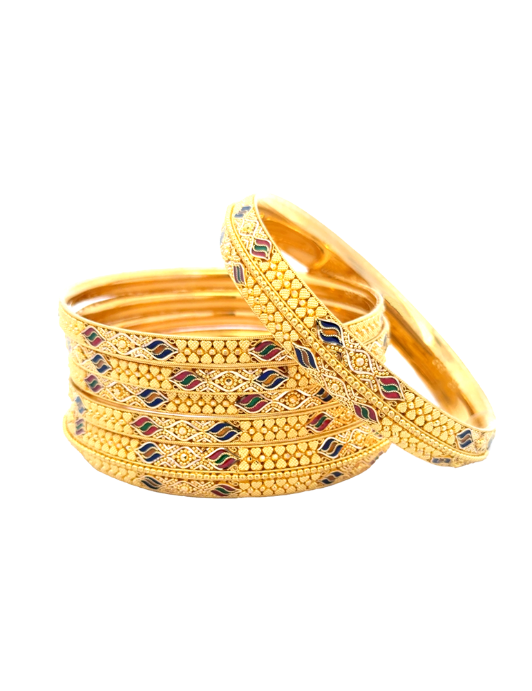 Gold Bangles 22kt - Set Of 6
