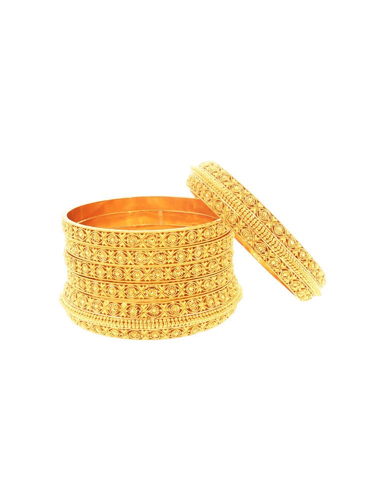Chakra Mahal Gold Bangles 22kt  - Set of 6
