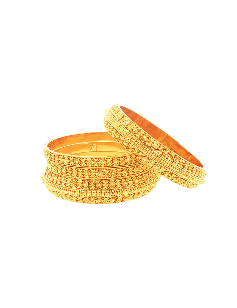 Chakra Mahal Gold Bangles 22kt  - Set of 6