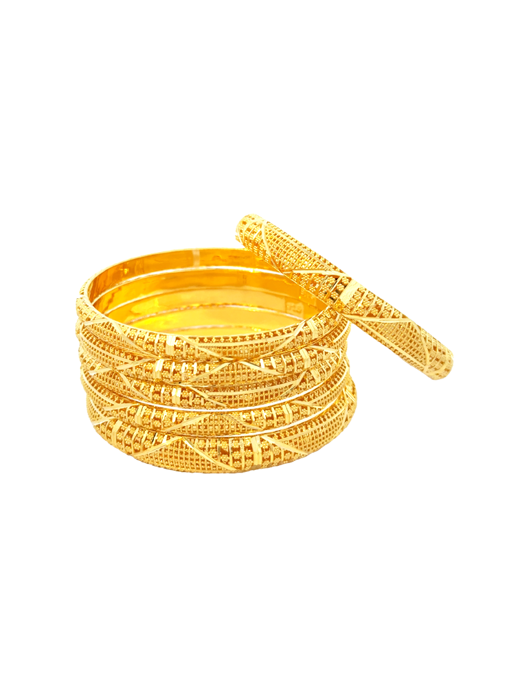 Gold Bangles 22kt  - Set of 6