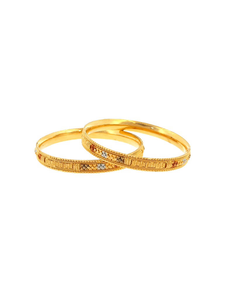 Royal Manuscript Gold Bangles 22kt  - Set of 2