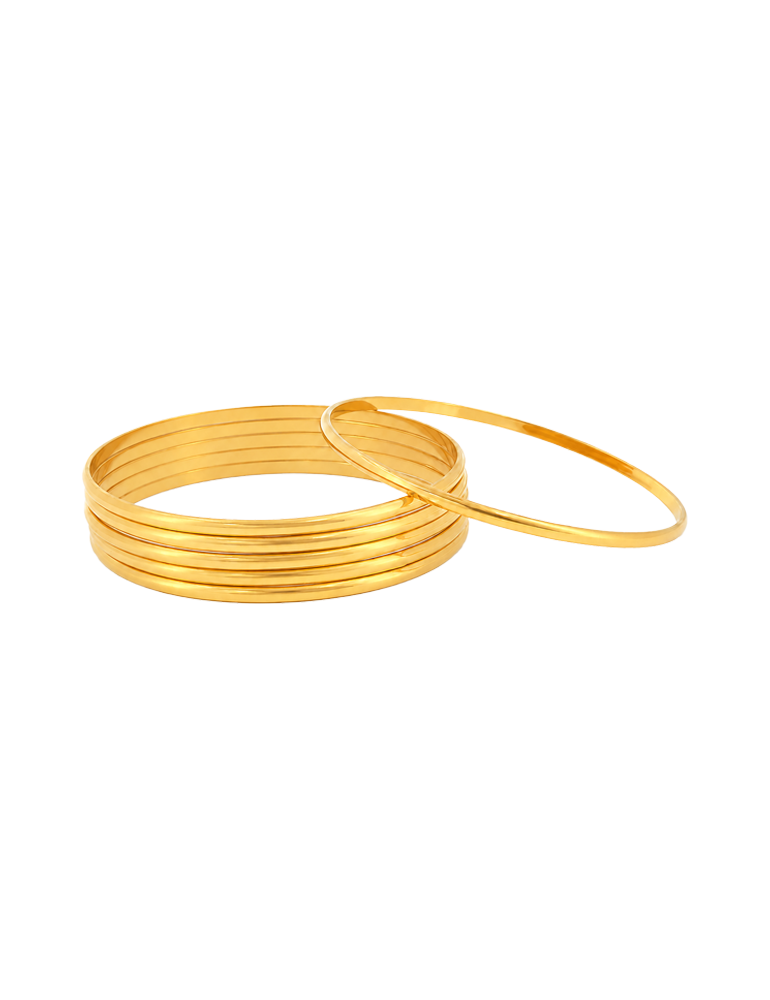 Minimal Muse Gold Bangles 22kt  - Set of 6