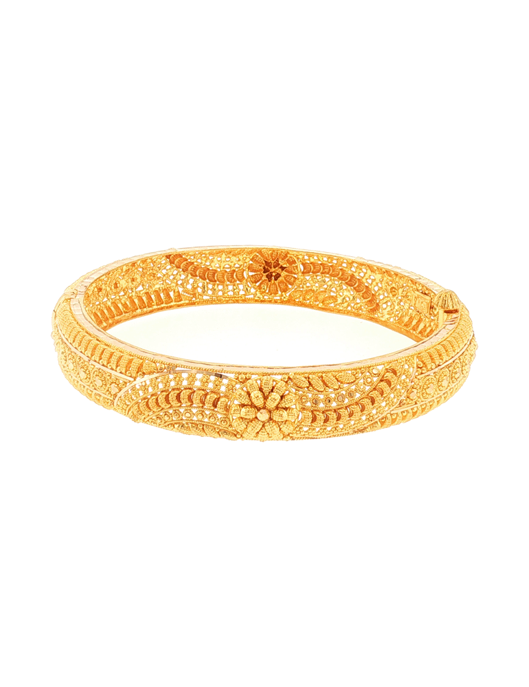 Rajbagh Floral Gold Bangles 22K - Set of 2
