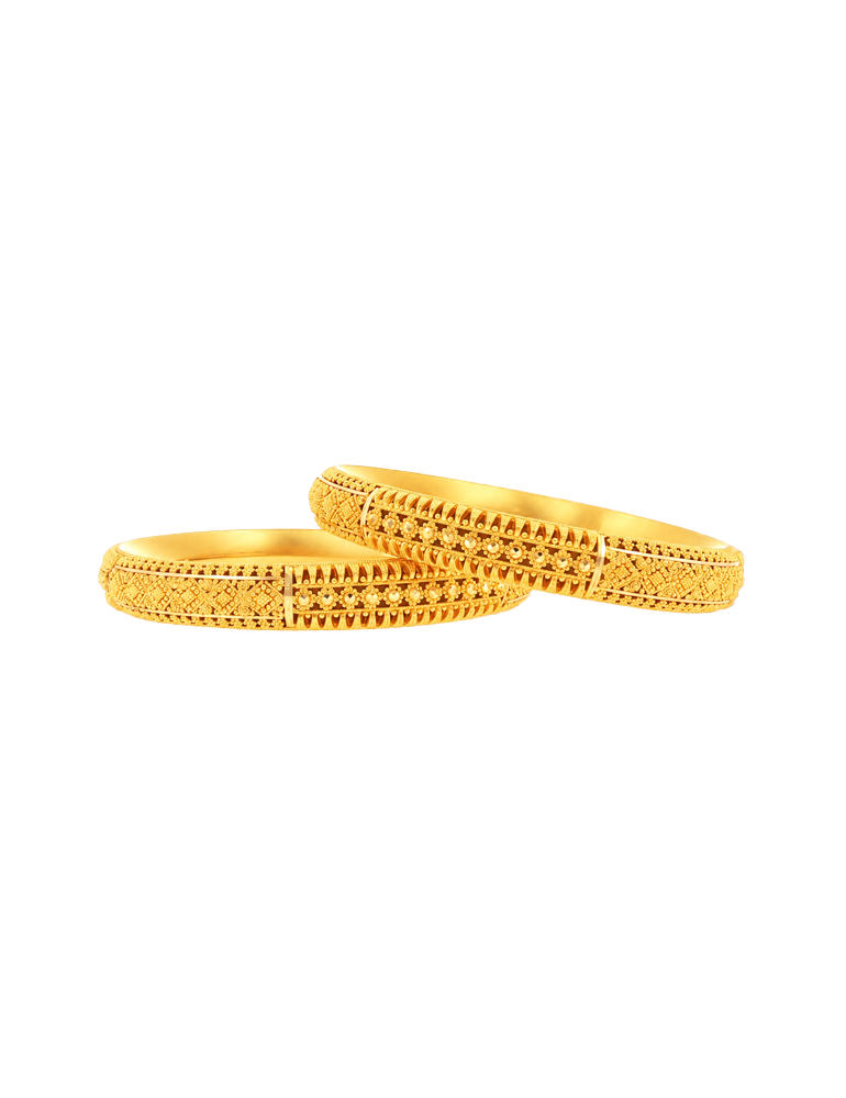 Pushkari Beaded Bloom Gold Bangles 22kt  - Set of 2