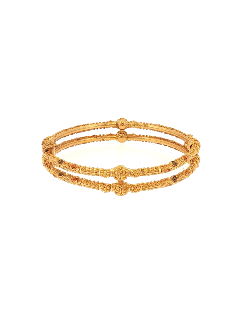 Mahal Rekha Gold Bangles 22K - Set of 2