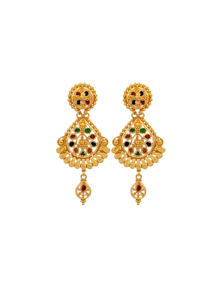 Traditional Gold Earrings - 22 Karat