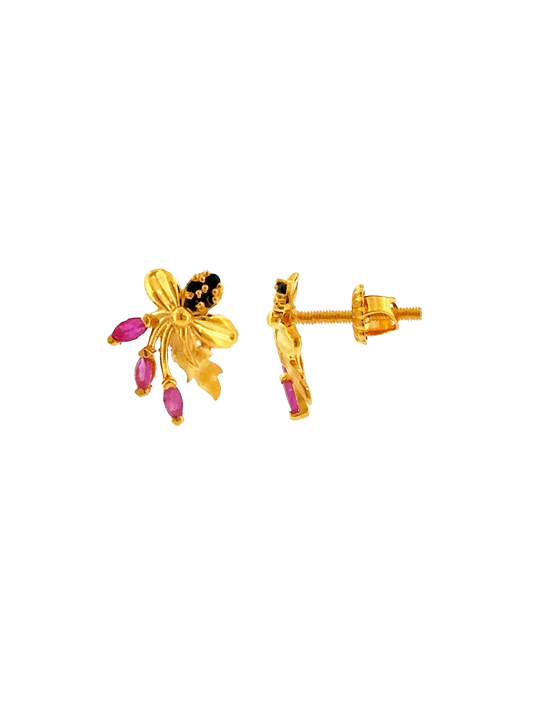 Noir Blossom Gold Earrings