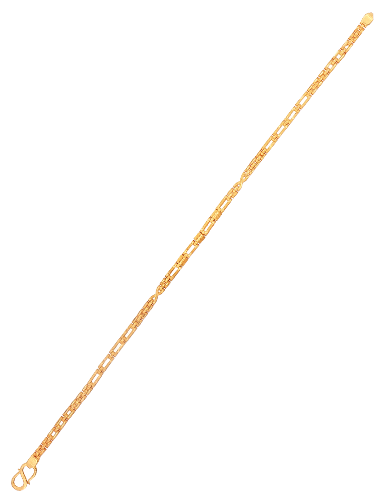 Slim Rectangular Link Gold Bracelet - 22 Karat