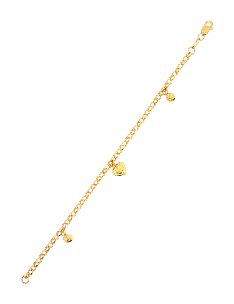 Textured Love Charm Bracelet - 22 Karat