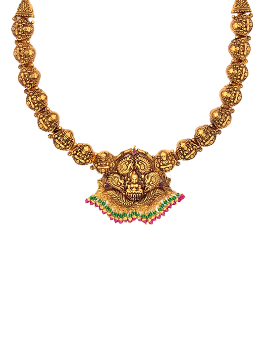 Sri Lakshmi Heritage Gold Necklace Set - with Earrings - 22 Kt