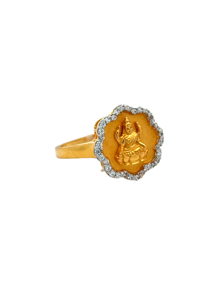 Divine Lakshmi Design Ring in Gold with CZ Stones