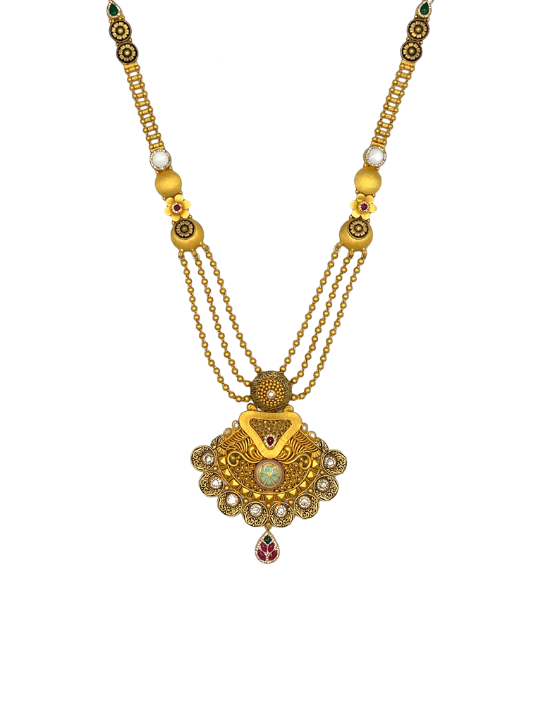 Antique gold Necklace Set with Earrings 22 Karat