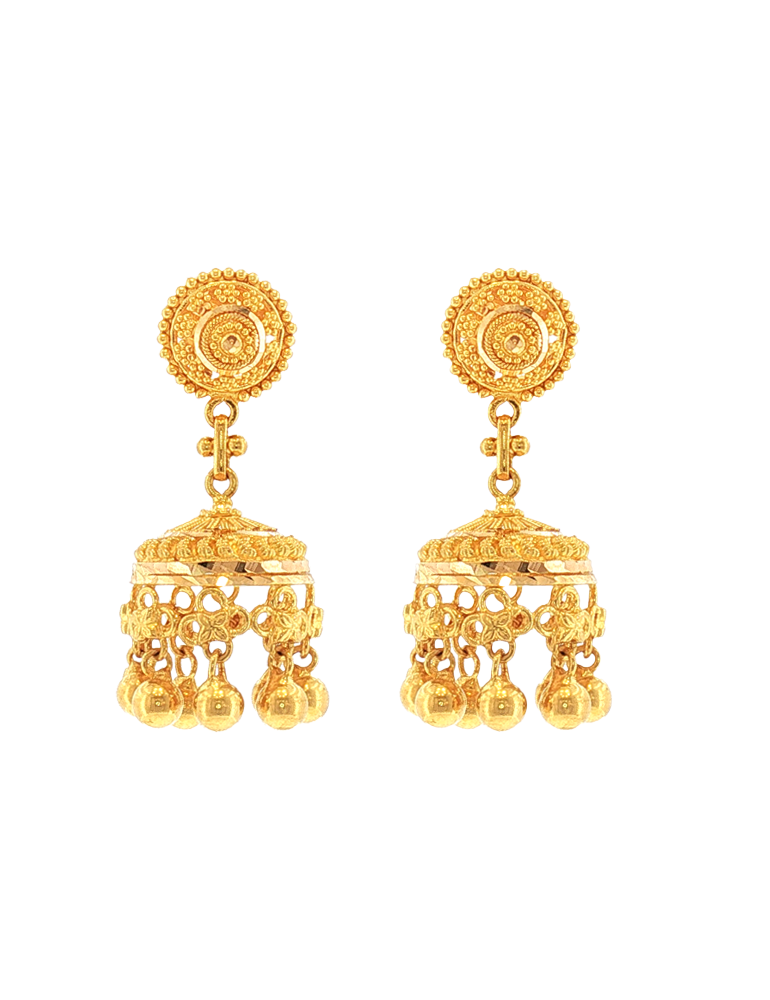 Rajasi Dome Gold Jhumkas - 22 Karat