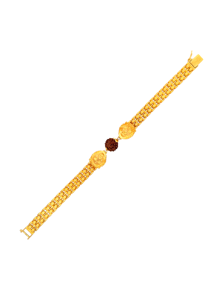 Men’s Gold Bracelet with Rudraksha Accent