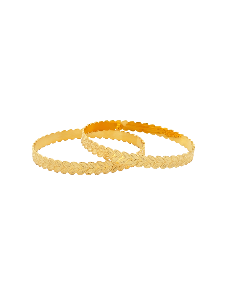 Elegant Laurel Gold Bangles 22kt  - Set of 6