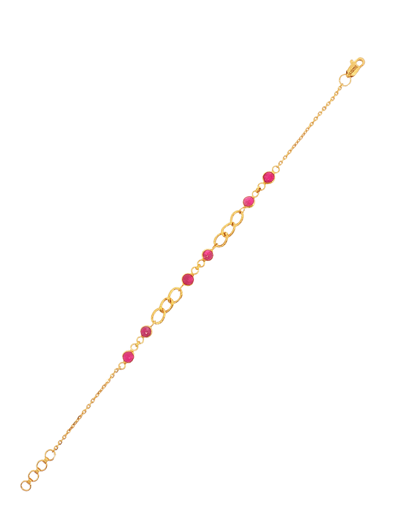 Ruby Rhythm Gold Bracelet - 22 Karat