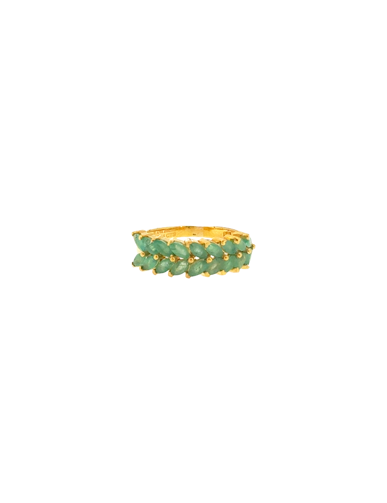 Marquise Emerald-Inspired Gold Ring - 22 Karat