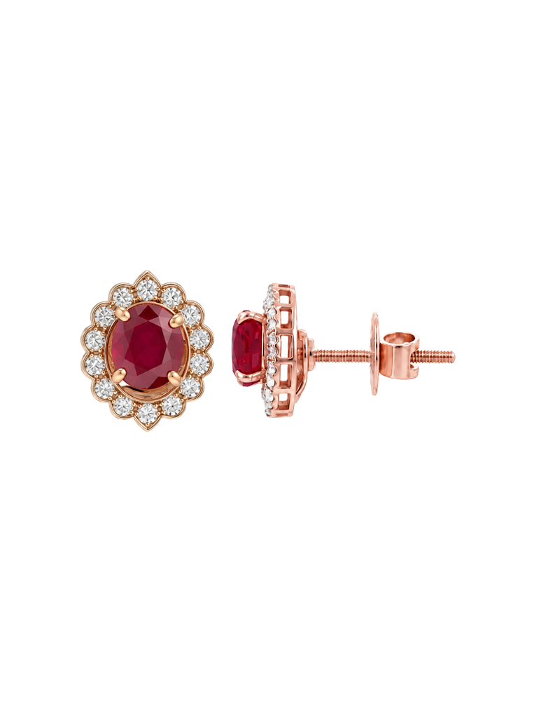 Shahi Crimson Halo Earrings - 18 Karat