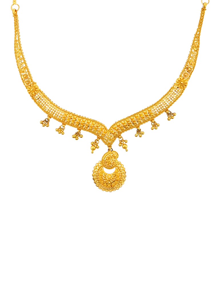 Ambi Jhankar Gold Necklace Set -  22 Karat