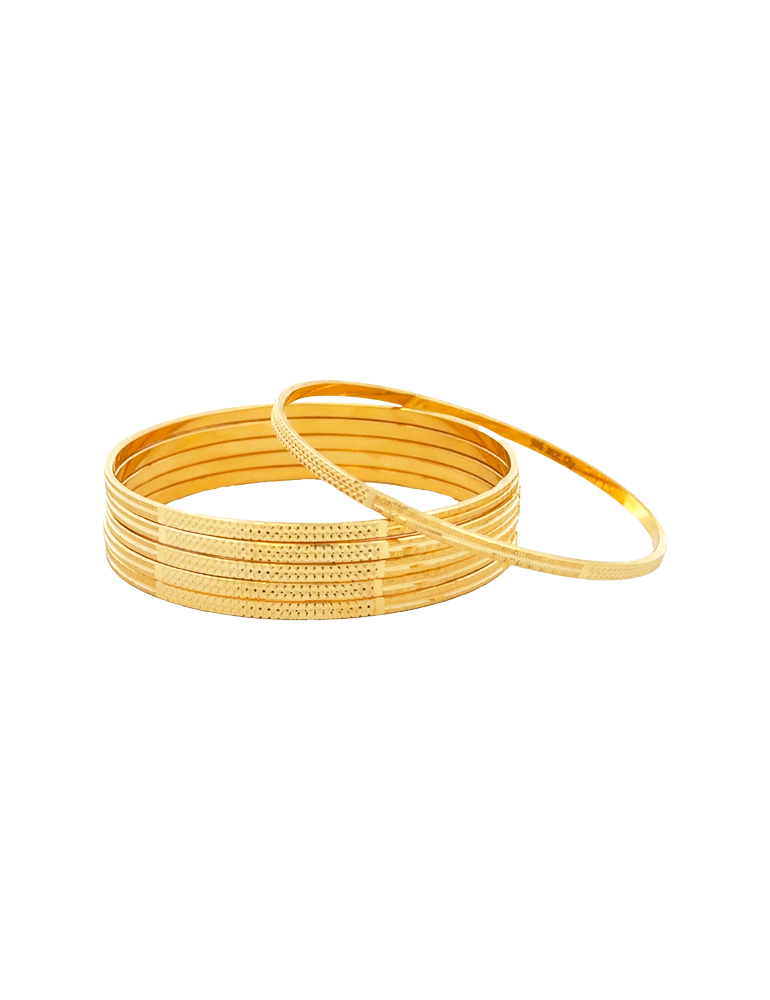Lustre Line Gold Bangles 22kt  - Set of 8