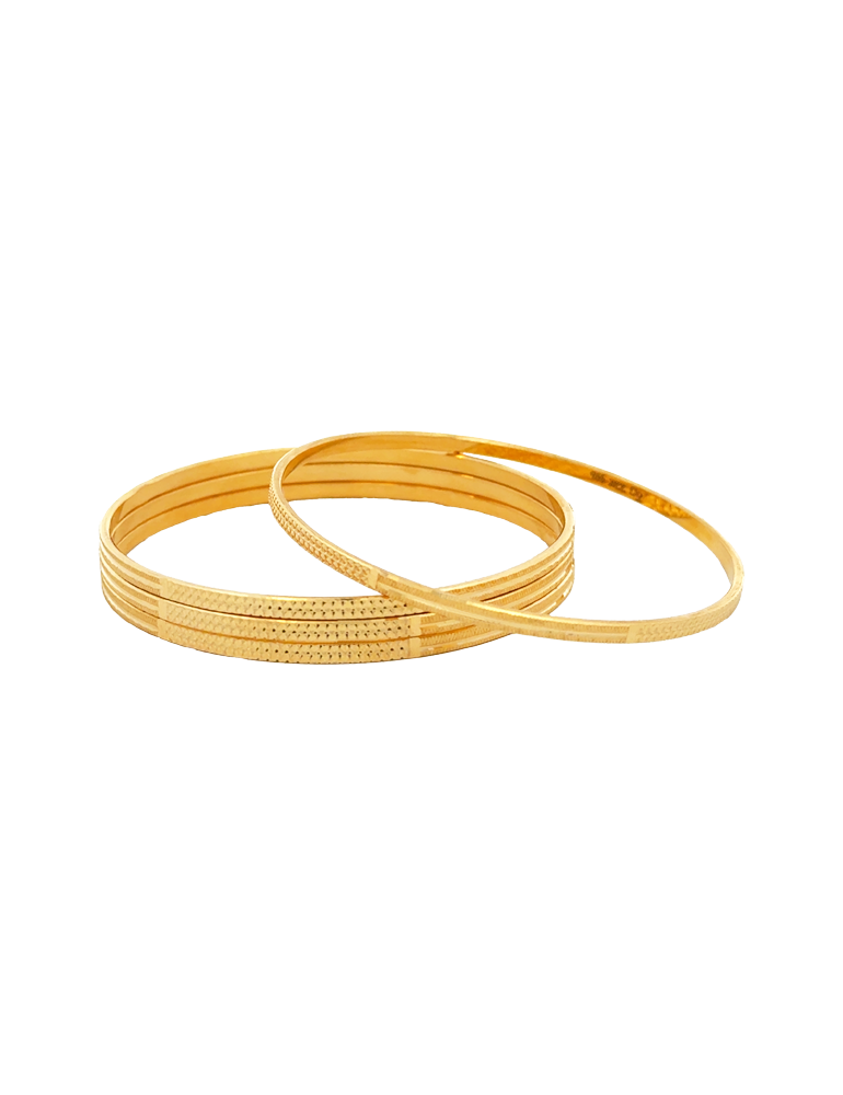 Lustre Line Gold Bangles 22kt  - Set of 8