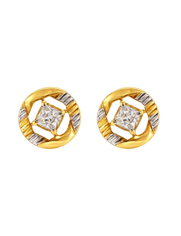 Nova Square Solitaire Earrings - 22 karat