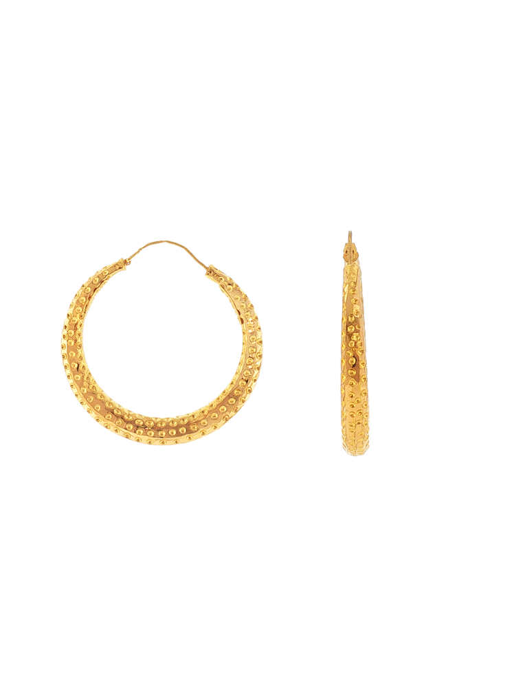 Tara Granulated Gold Hoops - 22 Karat