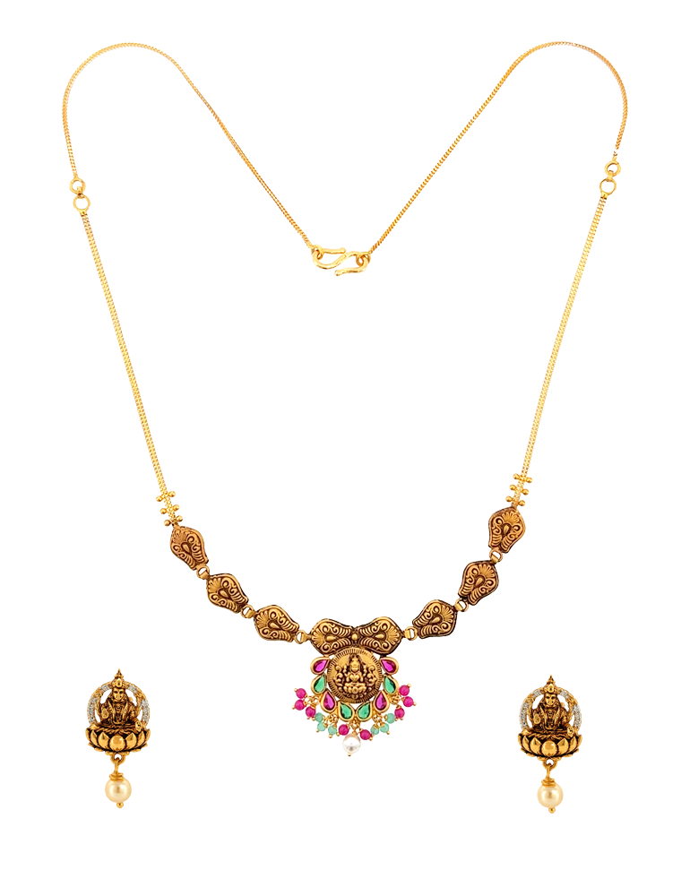 Padmavati Temple Necklace Set - 22 Kt