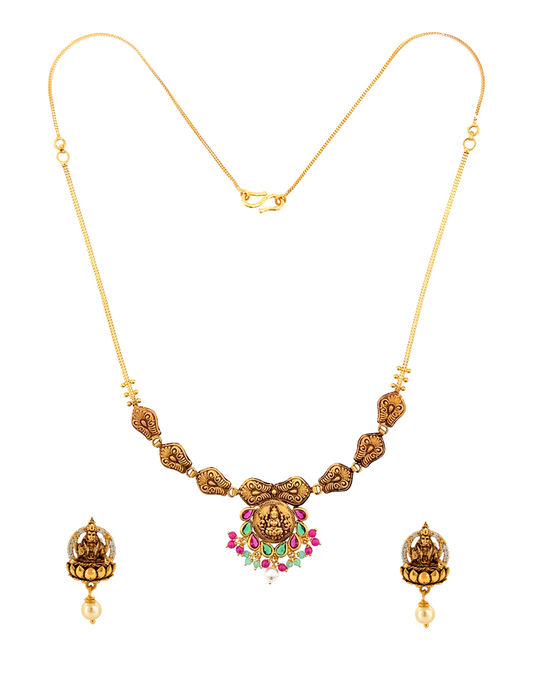 Padmavati Temple Necklace Set - 22 Kt