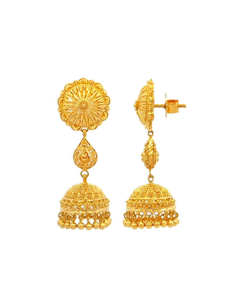 Surya Chakra Jhumka Drops 22 karat