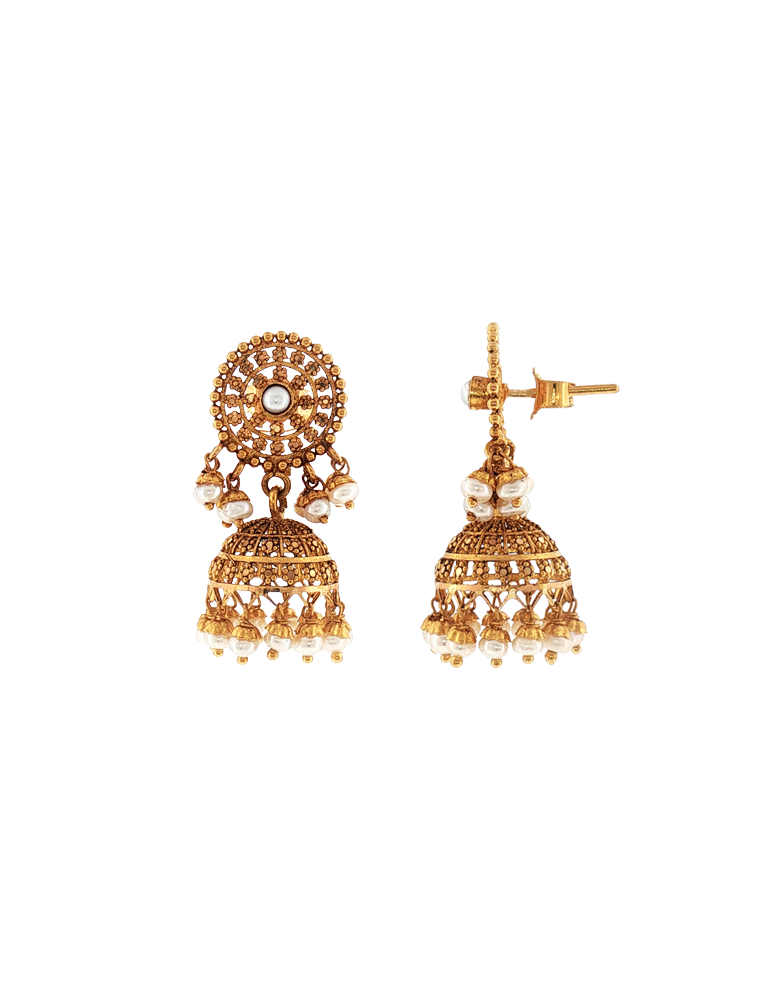 Chandni Antique Dome Earrings - 22 Karat